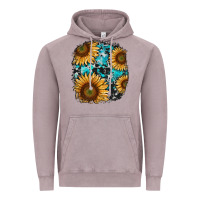 Vintage Zinc sunflower cowhide and turquoise patches Vintage Hoodie - RanaPortraitStore