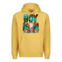 Antique Gold Boy Mom Flowers Cow Premium Hoodie - CowCowDesign