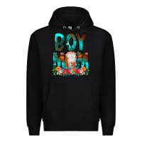 Black Boy Mom Flowers Cow Premium Hoodie - CowCowDesign