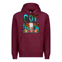 Burgundy Boy Mom Flowers Cow Premium Hoodie - CowCowDesign
