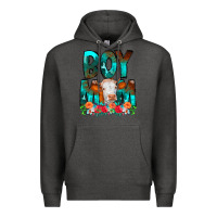Charcoal Heather Boy Mom Flowers Cow Premium Hoodie - CowCowDesign