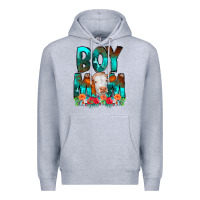 Heather Grey Boy Mom Flowers Cow Premium Hoodie - CowCowDesign