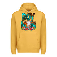 Mustard Boy Mom Flowers Cow Premium Hoodie - CowCowDesign