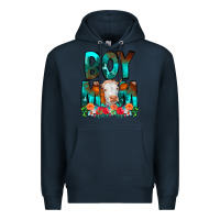 Navy Boy Mom Flowers Cow Premium Hoodie - CowCowDesign