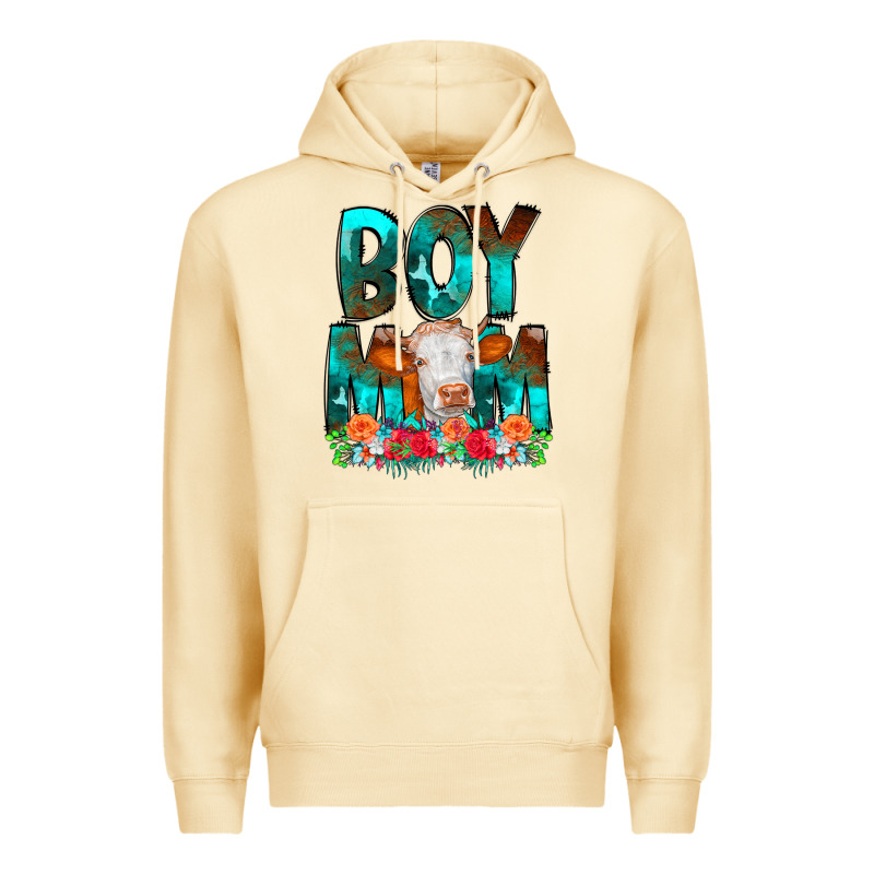 Boy Mom Flowers Cow Premium Hoodie by CowCowDesign | Teevron
