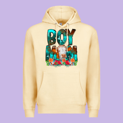 Boy Mom Flowers Cow Premium Hoodie Designed By Cowcowdesign