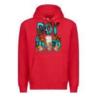 Red Boy Mom Flowers Cow Premium Hoodie - CowCowDesign