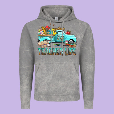 Teacher Life With Truck Vintage Hoodie Designed By Bundleandbundleshop