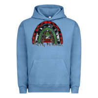Pigment Pebble Blue Merry Christmas rainbow Urban Hoodie - CowhideDigitalArt