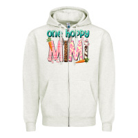Oatmeal Heather One hoppy Mimi Easter Day Zipper Hoodie - HowdyJamesFarm