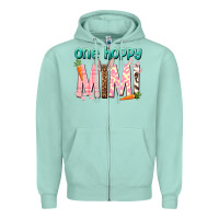 Seafoam One hoppy Mimi Easter Day Zipper Hoodie - HowdyJamesFarm