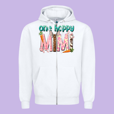 One Hoppy Mimi Easter Day Zipper Hoodie Designed By Howdyjamesfarm