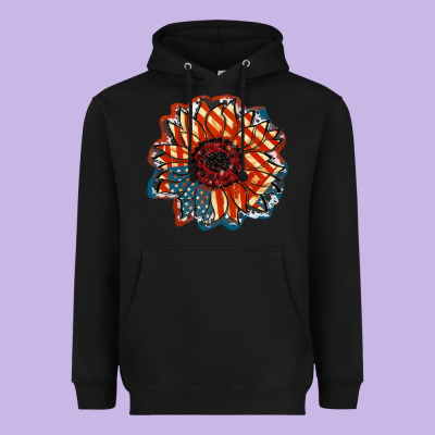 American Flag Sunflower 4th Of July Heavyweight Hoodie Designed By Fadigitalartstudio