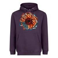 Plum American Flag sunflower 4th of july Heavyweight Hoodie - FaDigitalArtStudio