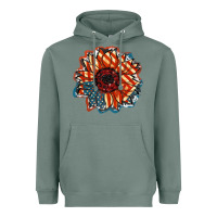 Sage American Flag sunflower 4th of july Heavyweight Hoodie - FaDigitalArtStudio