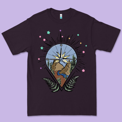 Compass With Mountain Premium Tee Designed By Maliassmallbusiness