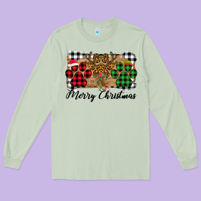 Merry Christmas Paws Long Sleeve Tee Designed By Bettercallsaul