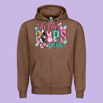 Oh For Peeps Sake Cowhide Easter Day Zipper Hoodie Designed By Howdyjamesfarm