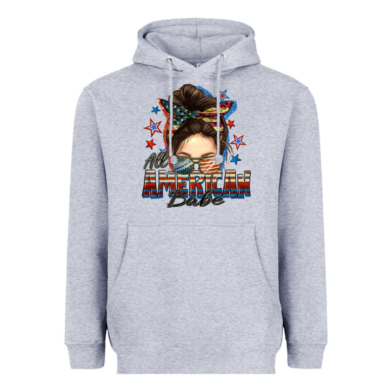 American Babe Messy Bun Heavyweight Hoodie by FaDigitalArtStudio | Teevron