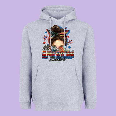 American Babe Messy Bun Heavyweight Hoodie Designed By Fadigitalartstudio