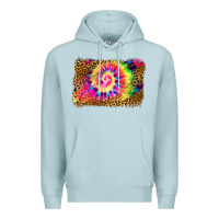 Blue Mist leopard, tie die backgraund Premium Hoodie - JahusDesignShop