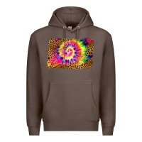 Coffee leopard, tie die backgraund Premium Hoodie - JahusDesignShop