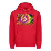 Red leopard, tie die backgraund Premium Hoodie - JahusDesignShop