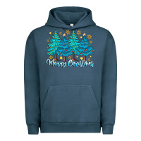 Pigment Midnight Navy Merry Christmas Urban Hoodie - CowhideDigitalArt