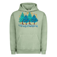 Pigment Oil Green Merry Christmas Urban Hoodie - CowhideDigitalArt
