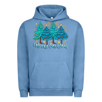Pigment Pebble Blue Merry Christmas Urban Hoodie - CowhideDigitalArt