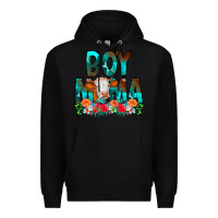 Black Boy Mama Flowers Cow Premium Hoodie - CowCowDesign