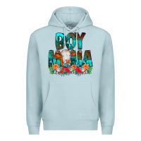 Blue Mist Boy Mama Flowers Cow Premium Hoodie - CowCowDesign