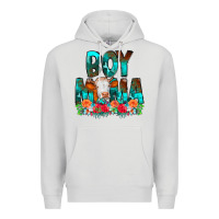 Dove Grey Boy Mama Flowers Cow Premium Hoodie - CowCowDesign