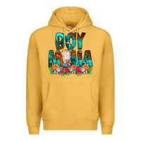 Mustard Boy Mama Flowers Cow Premium Hoodie - CowCowDesign