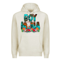 Oatmeal Heather Boy Mama Flowers Cow Premium Hoodie - CowCowDesign