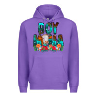 Purple Boy Mama Flowers Cow Premium Hoodie - CowCowDesign