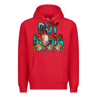 Red Boy Mama Flowers Cow Premium Hoodie - CowCowDesign