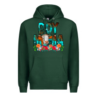 Sports Green Boy Mama Flowers Cow Premium Hoodie - CowCowDesign