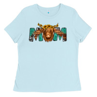 Baby Blue highland cow mom Ladies Tee - Jasminsmagicworld