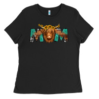 Black highland cow mom Ladies Tee - Jasminsmagicworld