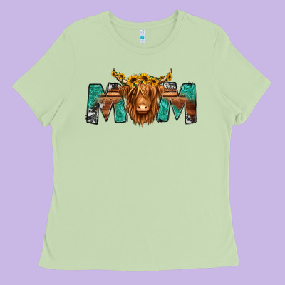 Highland Cow Mom Ladies Tee Designed By Jasminsmagicworld