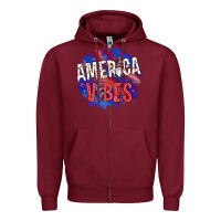 Burgundy America vibes with gnome Zipper Hoodie - HowdyJamesFarm