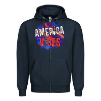 Navy America vibes with gnome Zipper Hoodie - HowdyJamesFarm