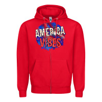 Red America vibes with gnome Zipper Hoodie - HowdyJamesFarm