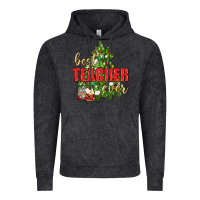 Vintage Black Best Teacher Ever With Christmas Tree Vintage Hoodie - BundleAndBundleShop