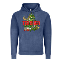 Vintage Denim Best Teacher Ever With Christmas Tree Vintage Hoodie - BundleAndBundleShop