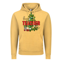 Vintage Mustard Best Teacher Ever With Christmas Tree Vintage Hoodie - BundleAndBundleShop