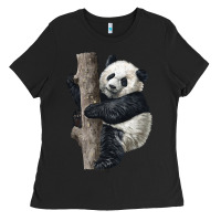 Black Giant Panda Ladies Tee - LillyAllenDesigns