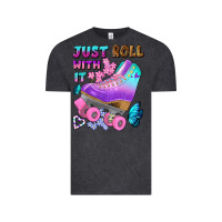 Vintage Black just roll with it Vintage Tee - BundleAndBundleShop