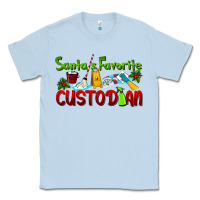 Dusty Blue Santa's Favorite Custodian Classic Tee - LillyAllenDesigns